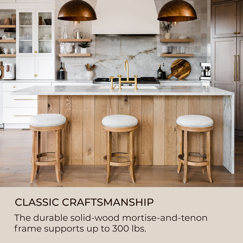 Eva Weathered Oak Round Backless Swivel Counter Stool