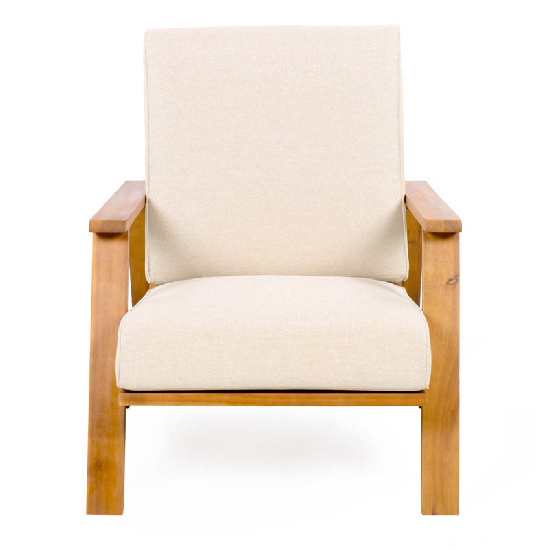 Outdoor Club Chair With  Cushion And Wood Frame, Offering A  Blend Of Design Comfort For Backyard Spaces, Suitable Summer Entertaining Relaxing, 400 Lbs Weight Capacity Style