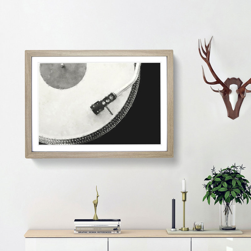 Needle of the Turntable - Picture Frame Graphic Art Print, Oak Framed, 33cm H x 45cm W x 2cm D