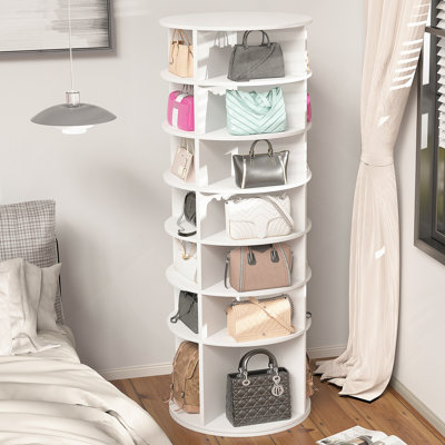 Rotating 7-Tier Shoe Rack Tower, 360° Spinning Organizer, High Bottom Design, Fits 28 Pairs, Space-Saving Storage Solution