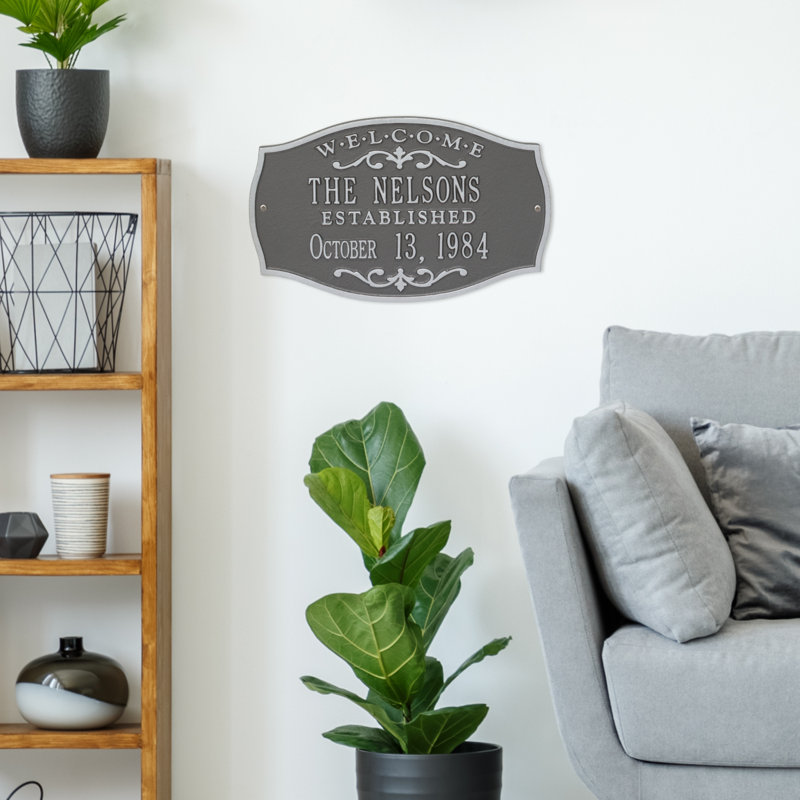 Plaque d'adresse murale sur 4 lignes Brookfield, Noir / or, Oui