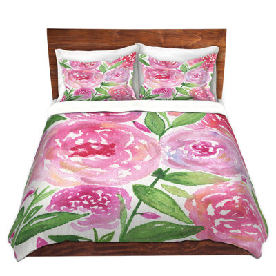 Ensemble de housse de couette en microfibre DiaNoche par Noonday Design - Roses roses