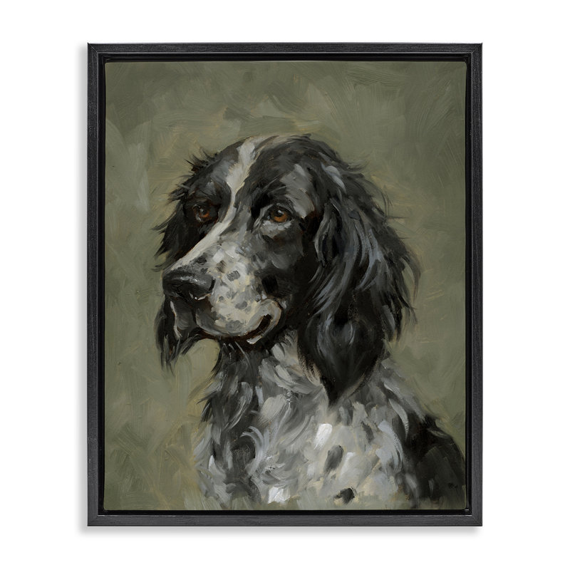 «Cocker Spaniel Portrait», art mural encadré par Victoria Barnes, H 31 po x l 25 po, Cadre flottant gris lustré