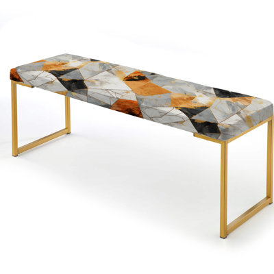 Gold Industrial Chic Marble Escape - Marble Upholstered Gold Bench