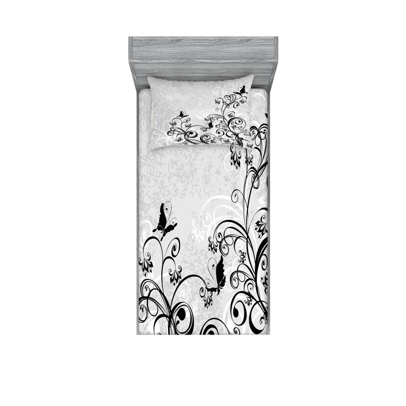 Ensemble de draps et taies décoratives noir et gris Ambesonne, gris anthracite taupe pâle