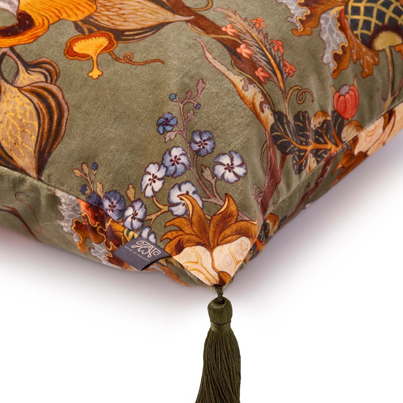Artemis Throw Square Pillow Cover & Insert, Moss Green Floral, 17.72"H x 17.72"W