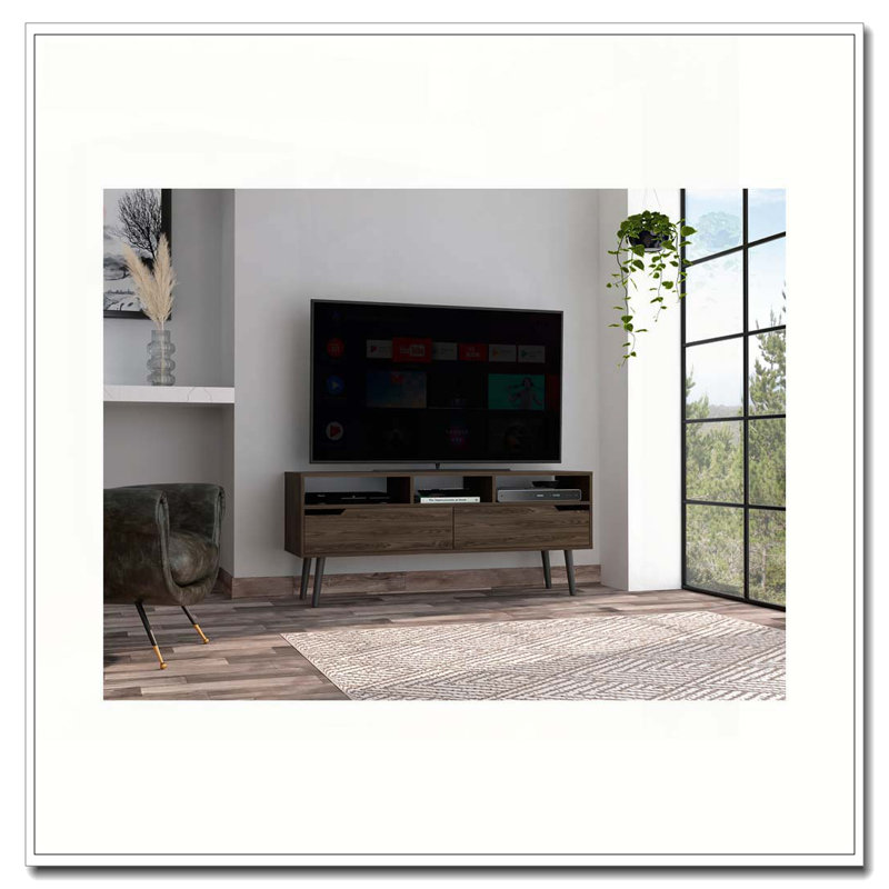 New Haven 2-Drawer 3-Shelf TV Stand Dark Walnut