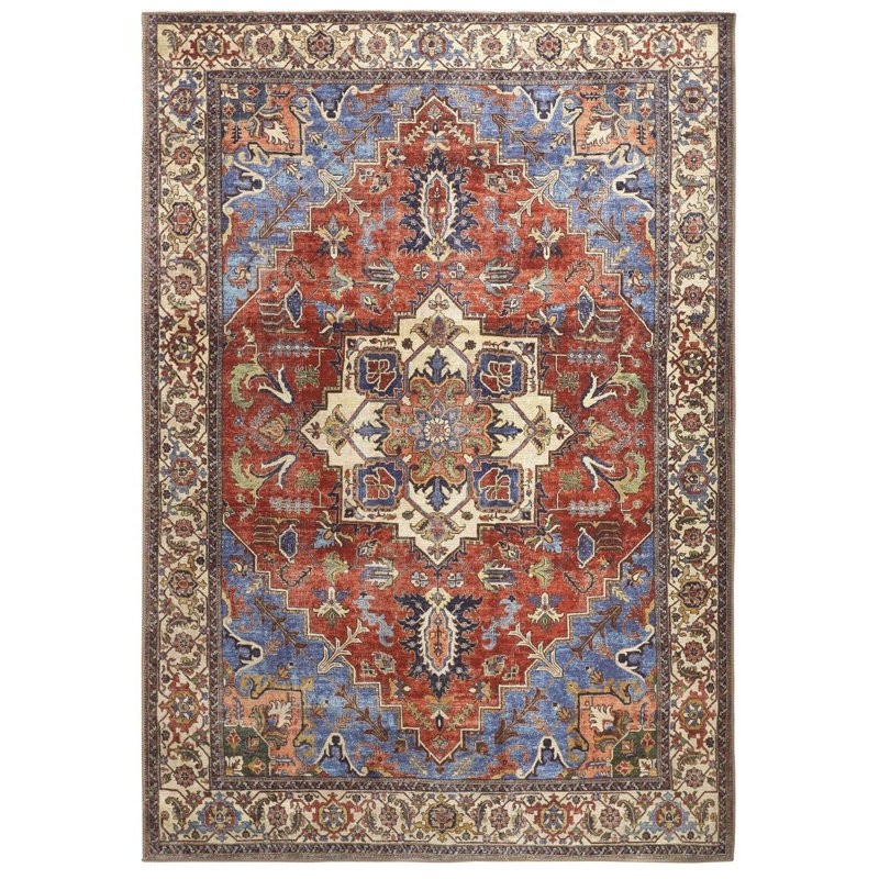 Tapis rouge à motif tissé rétro à motif rétro, Rectangle 3 pi 11 po x 5 pi 10 po