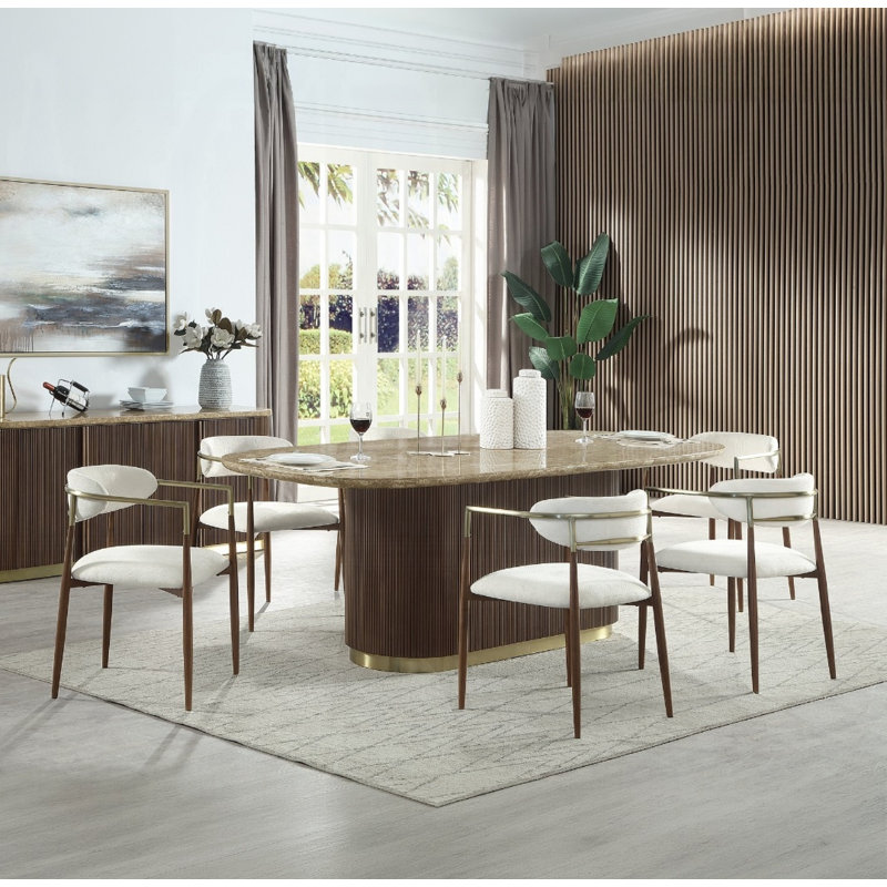 Clayten Dining Table W/natural Marble Top