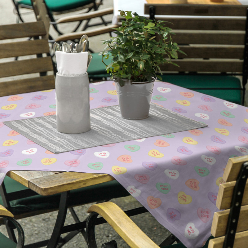 Festive Hol Tablecloth, 58" L x 58" W, Purple/Green/Yellow