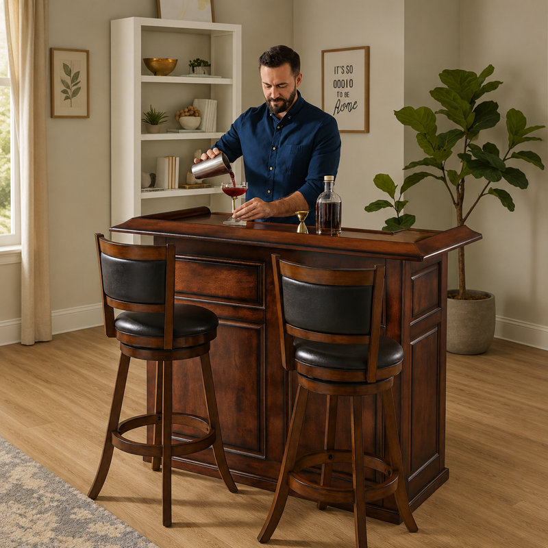 Bar sans évier traditionnel de 60 po par RAM Game Room, Châtaignier