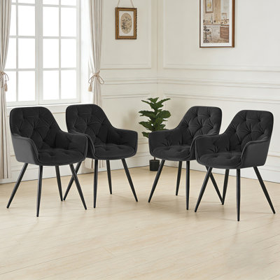 Runkle Upholstered Velvet Dining Chair with Arm