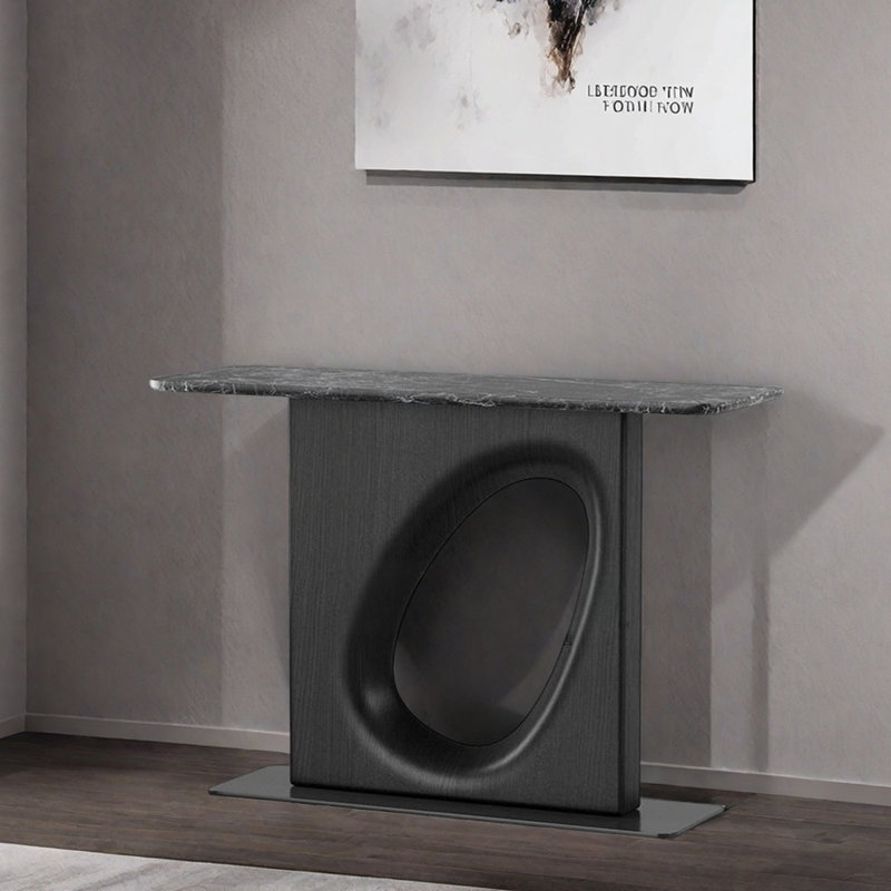 Table d'entrée moderne en bois massif minimaliste, H 31,5 po x l 55,1 po x P 13,8 po, Gris