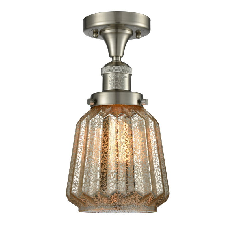 Vinson Glass Semi Flush Mount, Brushed Satin Nickel