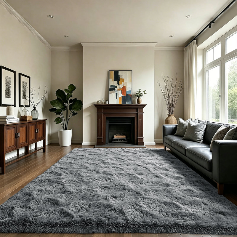  Aalieyah Deep Pile Non-Slip Soft & Fluffy Shaggy Area Rug Grey, 200*300cm