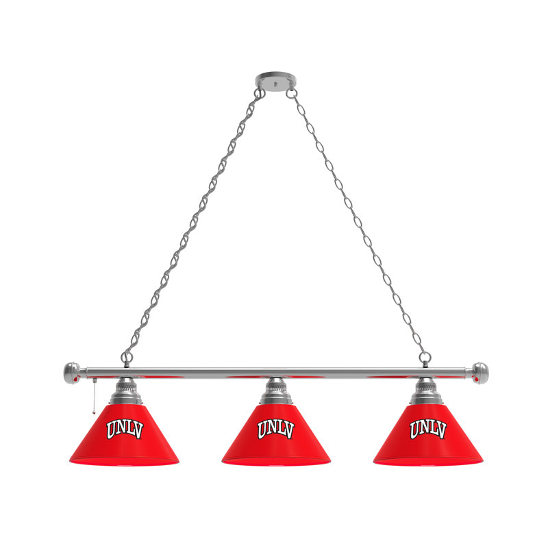 3 - Light Pool Table Lights Pendant, Chrome, UNLV Runnin' Rebels