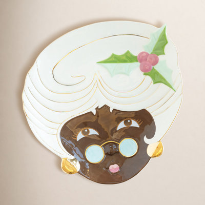 Glitterville Black Mrs Papa Noel Platter