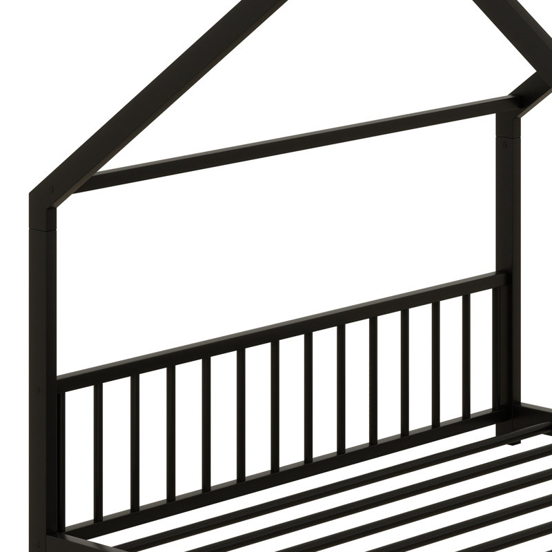 Lit de maison en métal peu encombrant pour petite pièce, Noir