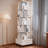 Tall 360° Rotating storage bookcase Bookshelf with Drawer and Locking Wheels for Living Room or Study-1551390817-1551390818