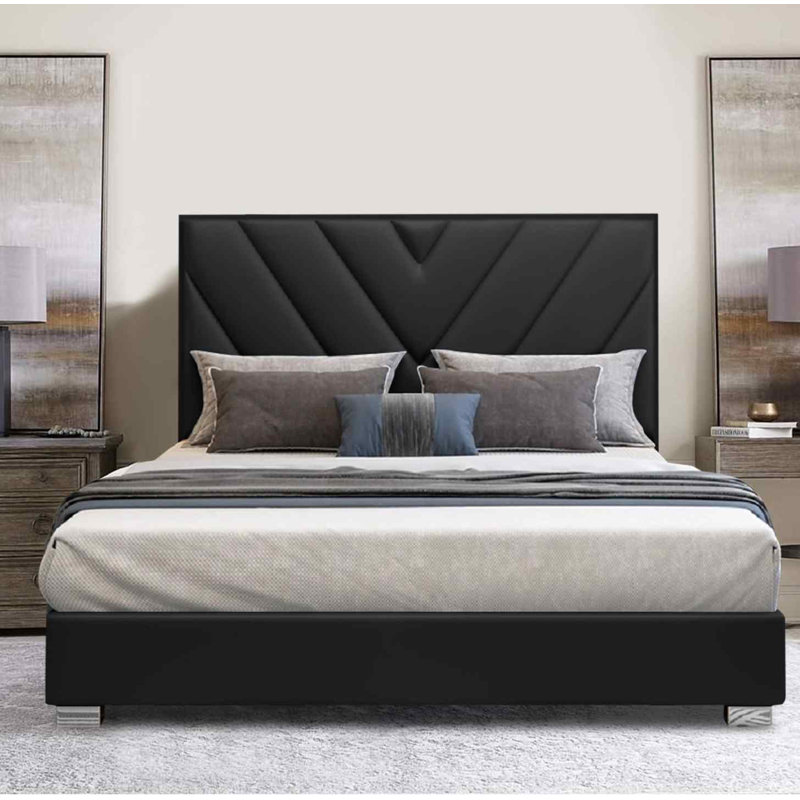Upholstered Bed, Black, Single (3')
