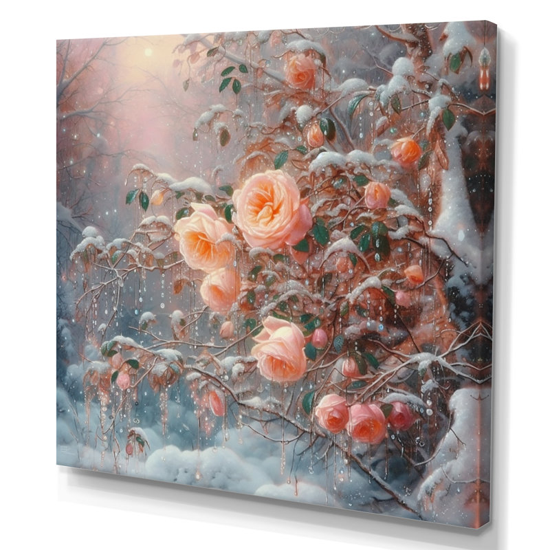 «Peach Enchanted Roses II», reproduction sur toile, H 16 po x l 16 po x P 1 po, Toile tendue