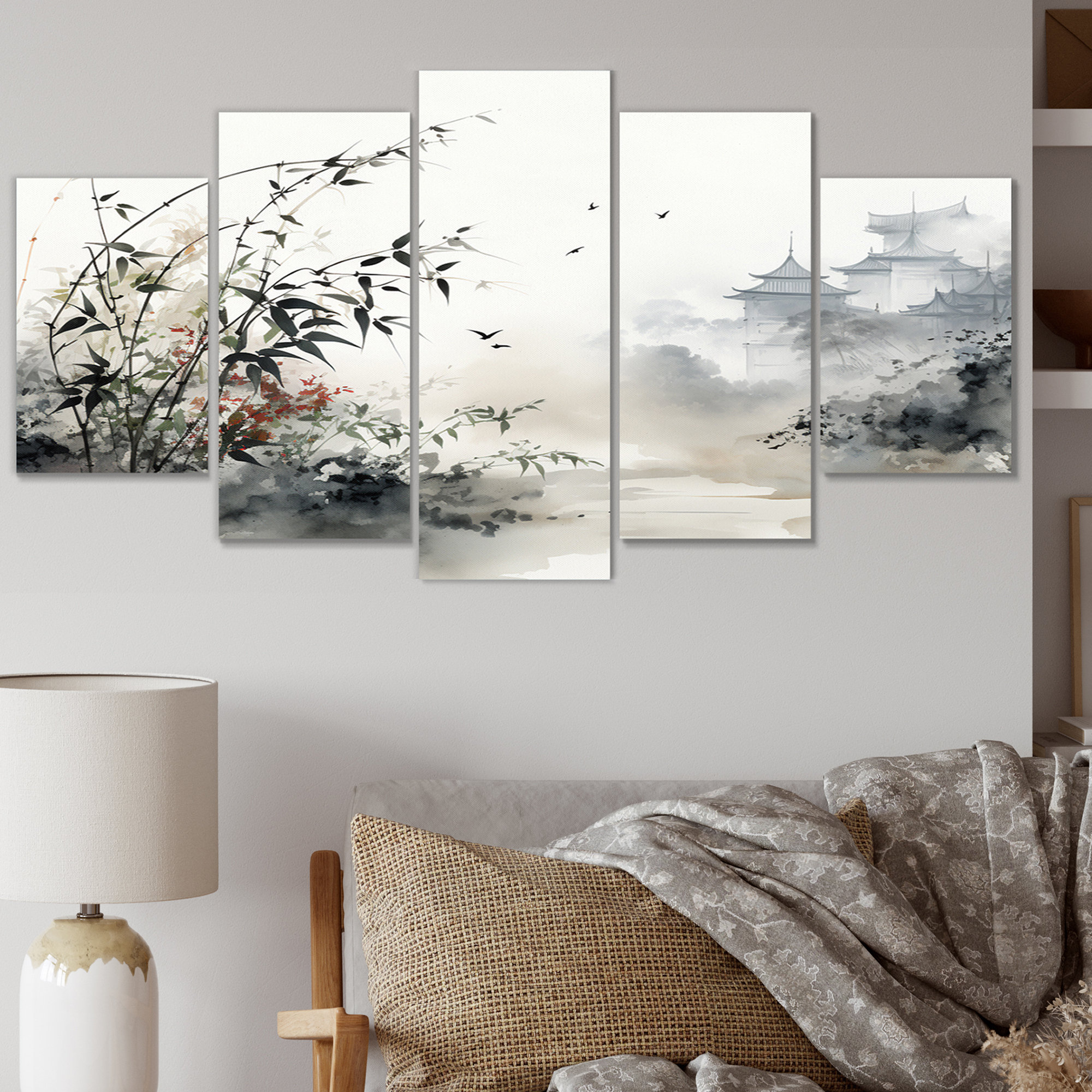 Lark Manor Asian Art Sumi Bird Serenity XIII - Asian Metal Wall Decor ...