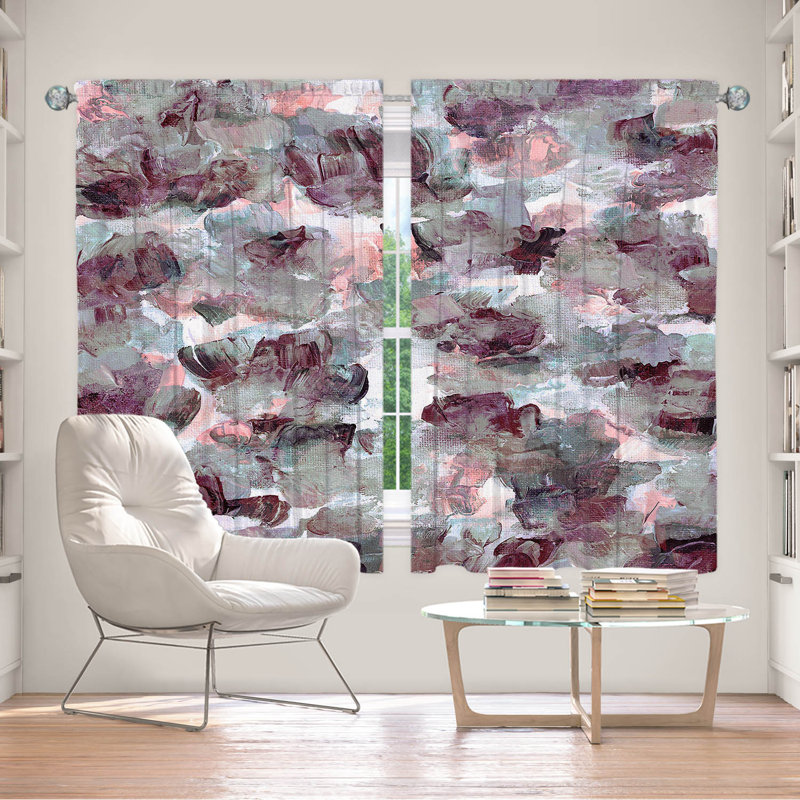 Rideau en polyester, L 56 po x L 78 po, Gris / noir / rose
