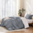 Solayne 100% Washed Cotton Duvet Cover Set with Faux Hemp Texture, Solid Color, Zipper Closure and Corner Ties-111685179-111685185