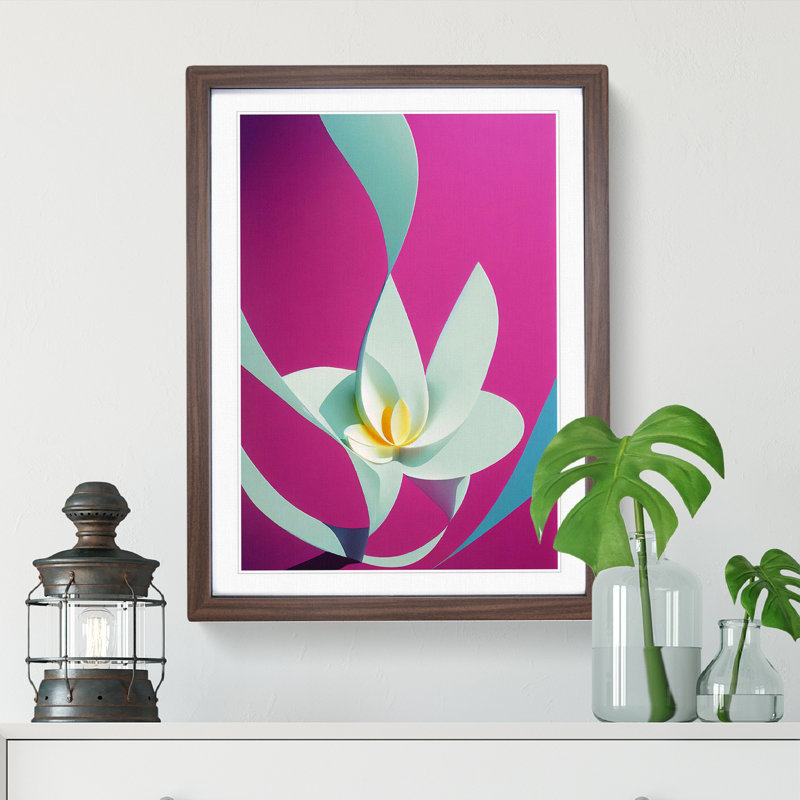 An Alluring Flower Abstract - Single Picture Frame Painting, 46cm H x 34cm W x 2cm D, Walnut