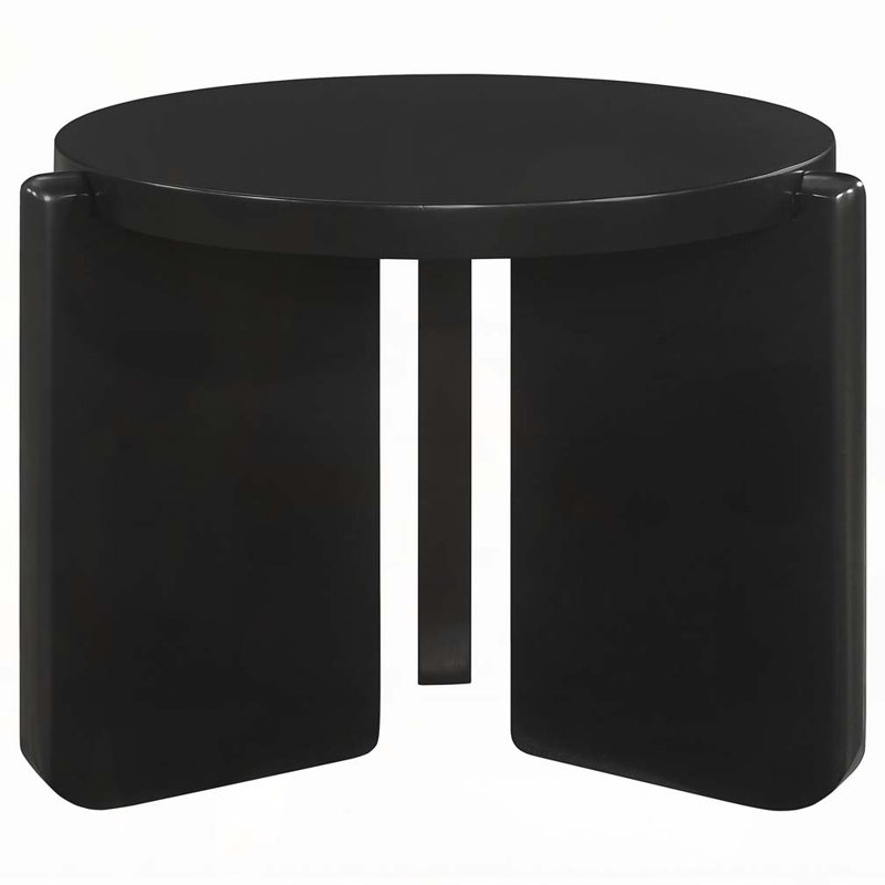 Harrison Black Round Solid Wood End Table