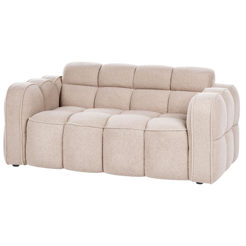 2 Seater Boucle Sofa, Beige Boucle