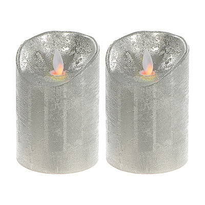 Led Sparkling Wax Candle- Set Of 2