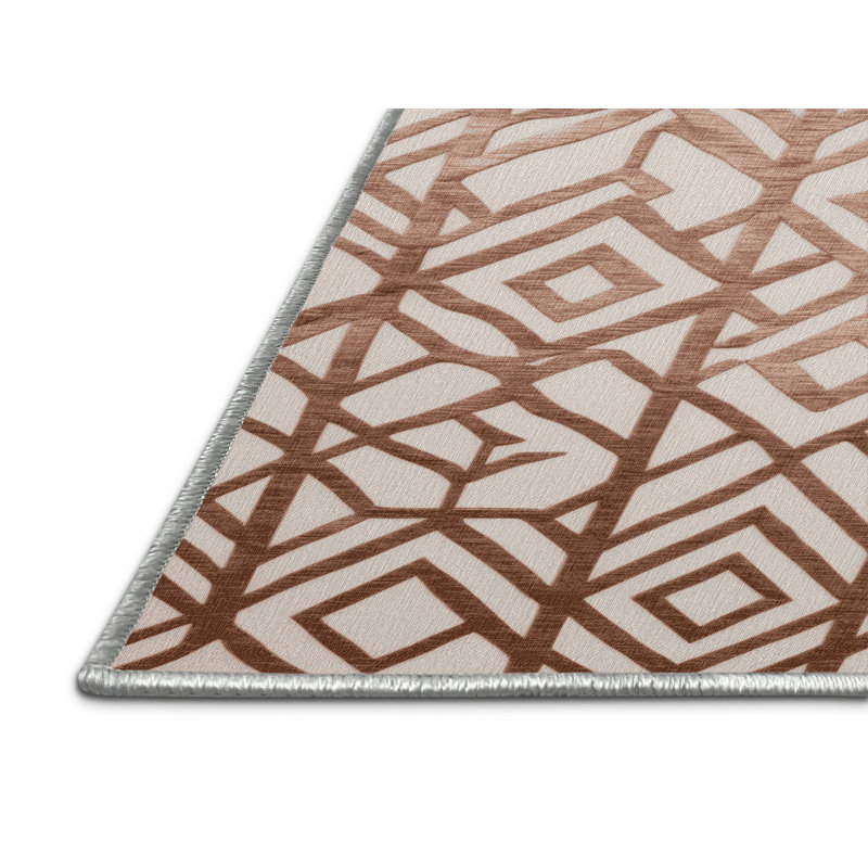 Machine Washable Trellis Beige Area Rug, Square 8'