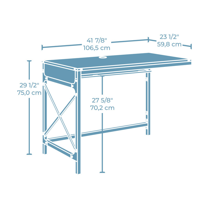 Retour de bureau 42 po, finition brune, Retour à droite, H 29,5 po x l 41,875 po x P 23,5 po 
