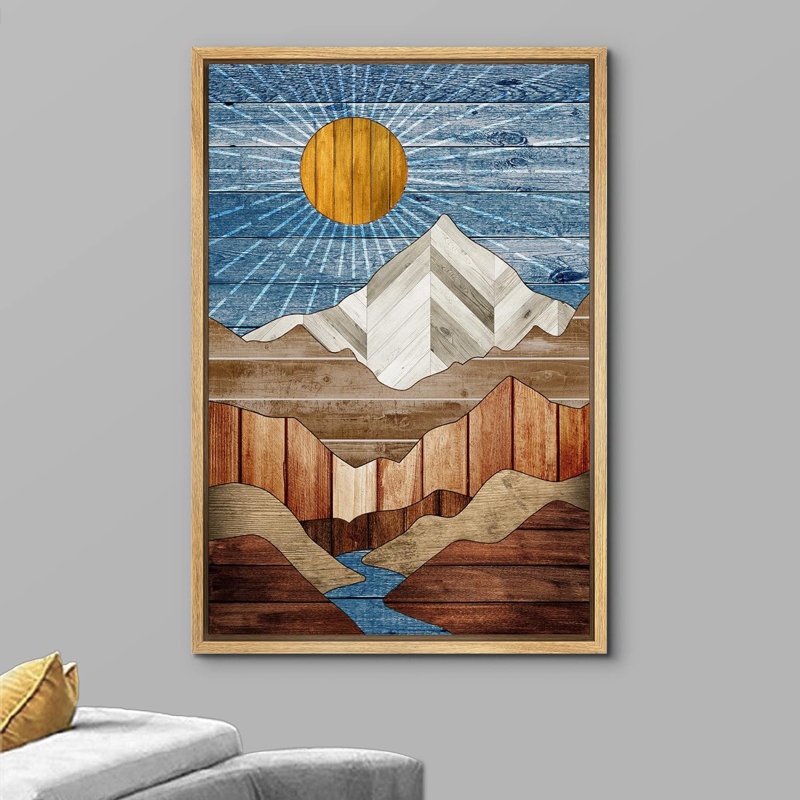 «Western Wood Effect Landscape Mountain Range Abstract Nature», reproduction sur toile, H 24 po x l 16 po x P 1,5 po