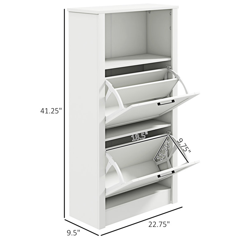 Armoire de rangement pour chaussures avec compartiment ouvert et 2 tiroirs rabattables