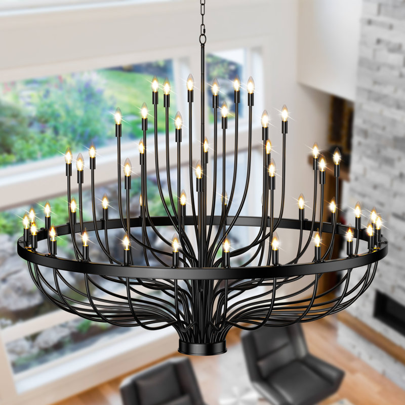 Lustre de ferme noir, H 51,77 po x l 59 po x P 59 po
