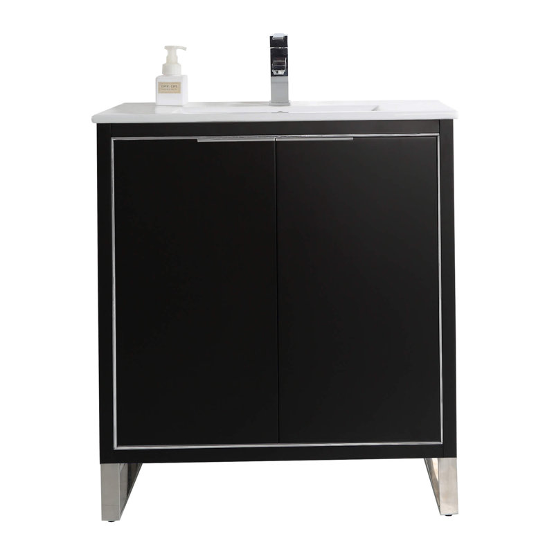 30'' Single Bathroom Vanity Set, Chrome, Matte Black