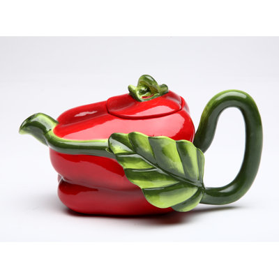 Ceramic Red Bell Pepper Teapot 11 oz