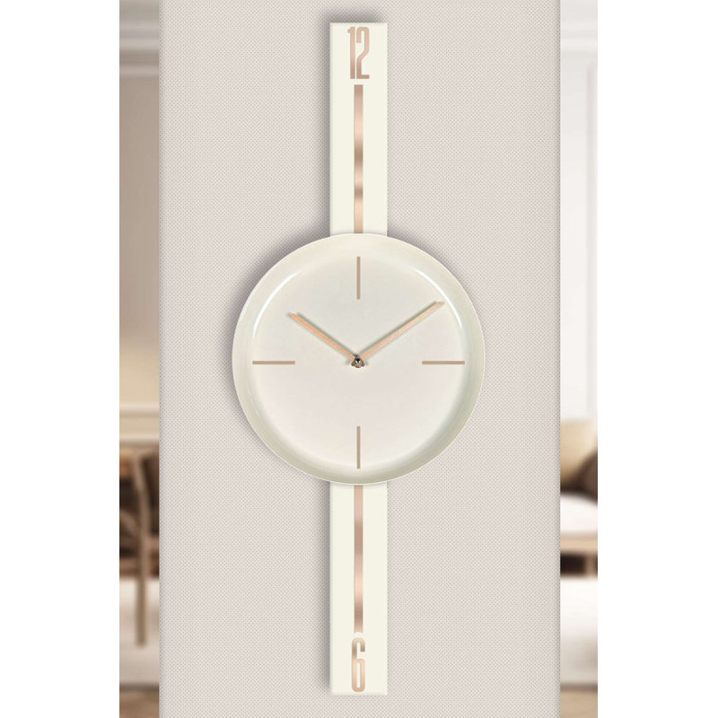 Elegant Decorative Wall Clock, Cream Steel Finish, 11.8 inches Diameter x 31.5 inches Height | 100% Steel Construction, Thickness: 0.04 inches | Stylish Home Decor, Perfect for Living Room & Office Spaces