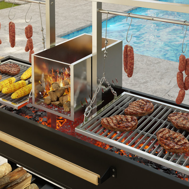 Barbecue d'extérieur réglable en bois 92 pi x 92 po (CA-OG-AW-92)
