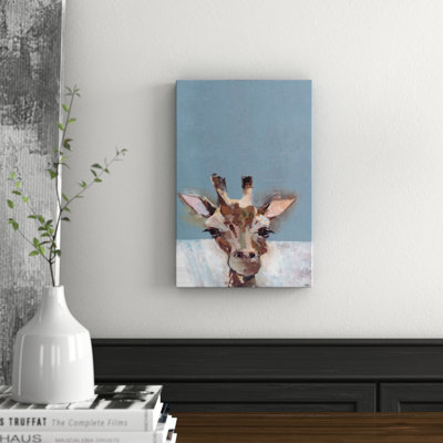 Bonjour Giraffe Wrapped Canvas Painting