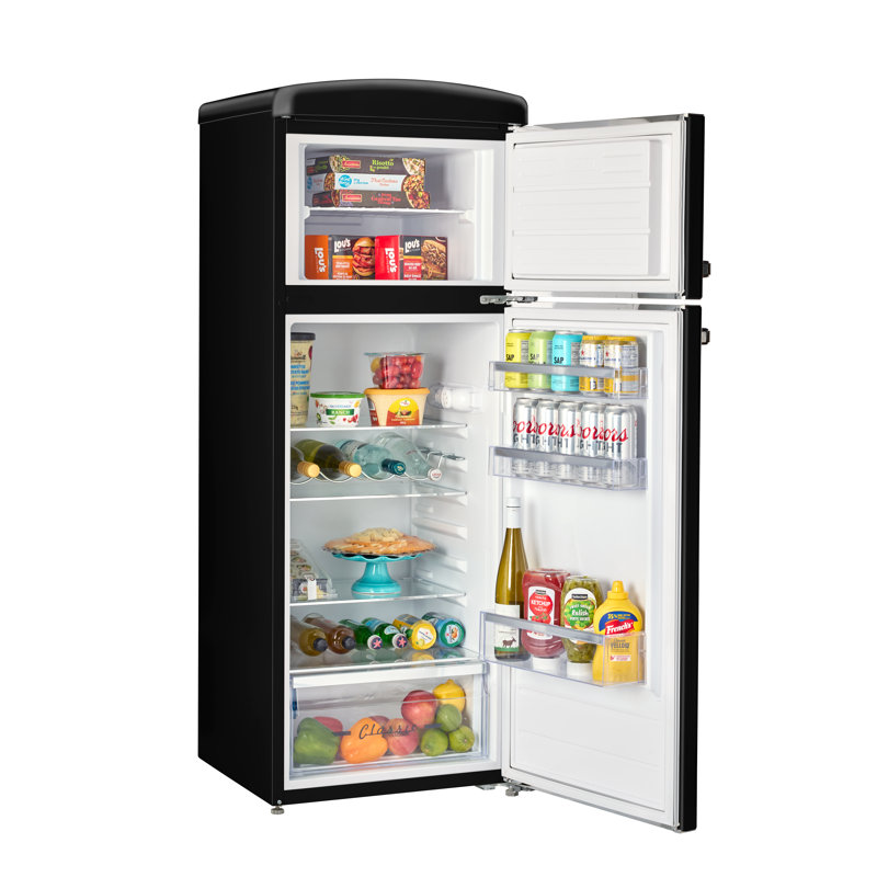 Classic Retro 7.5 Cu. Ft. Top Mount Refrigerator In Matte Black, Matte Black