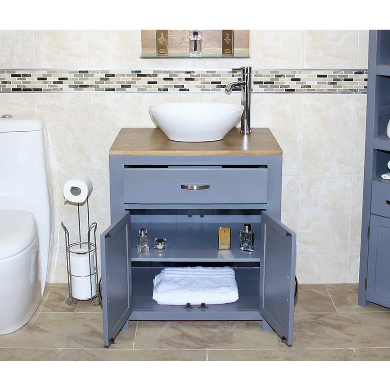 Haley 700mm Single Bathroom Vanity with Vessel Ceramic Basin, Grey