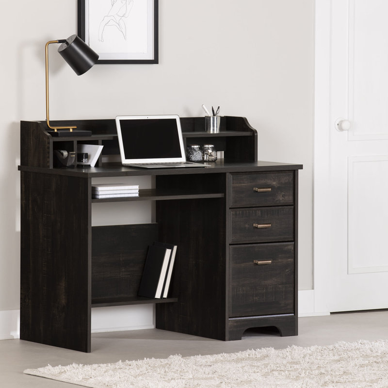 Bureau avec rehausse Versa, Noir frotté