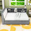 Lit plateforme en bois avec lit gigogne et tête de lit-593007604-593007603