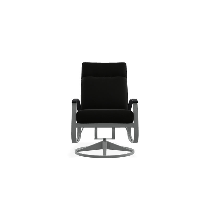 Chaise de patio pivotante avec coussins Askar, Noir 5A, Noir P70, Graphite texturé