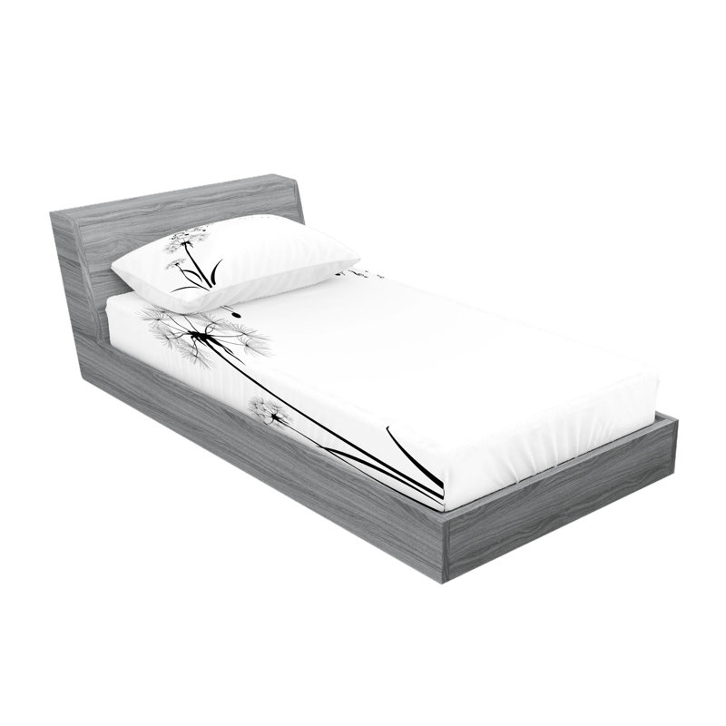 Drap-housse et coussin décoratif Ambesonne, Ensemble de draps pour lit simple + 3 pièces supp