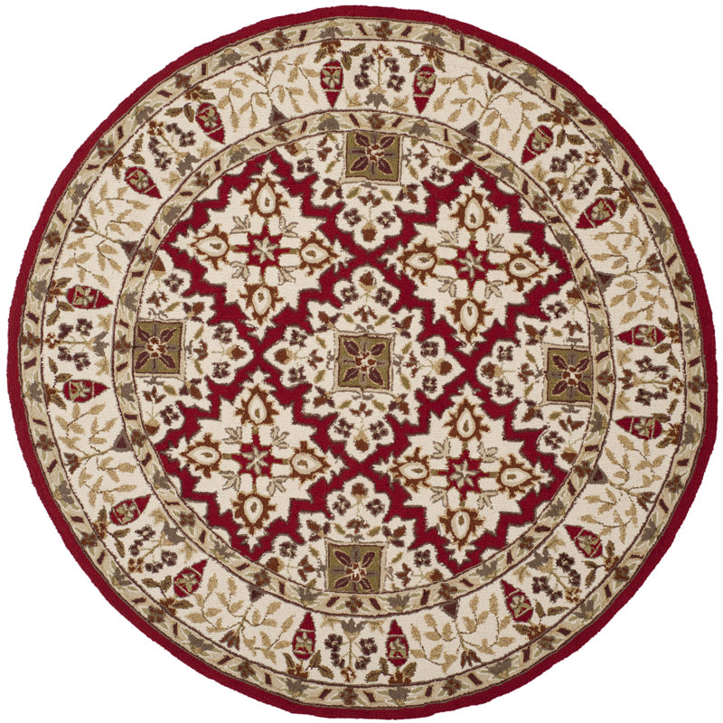 Broadcommon Hand Hooked Performance Oriental Rug, Round 6'