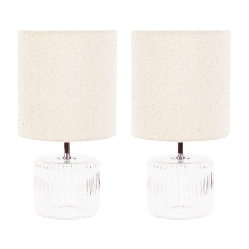 Rokiatou Glass Table Lamp, Clear Base/Natural Shade